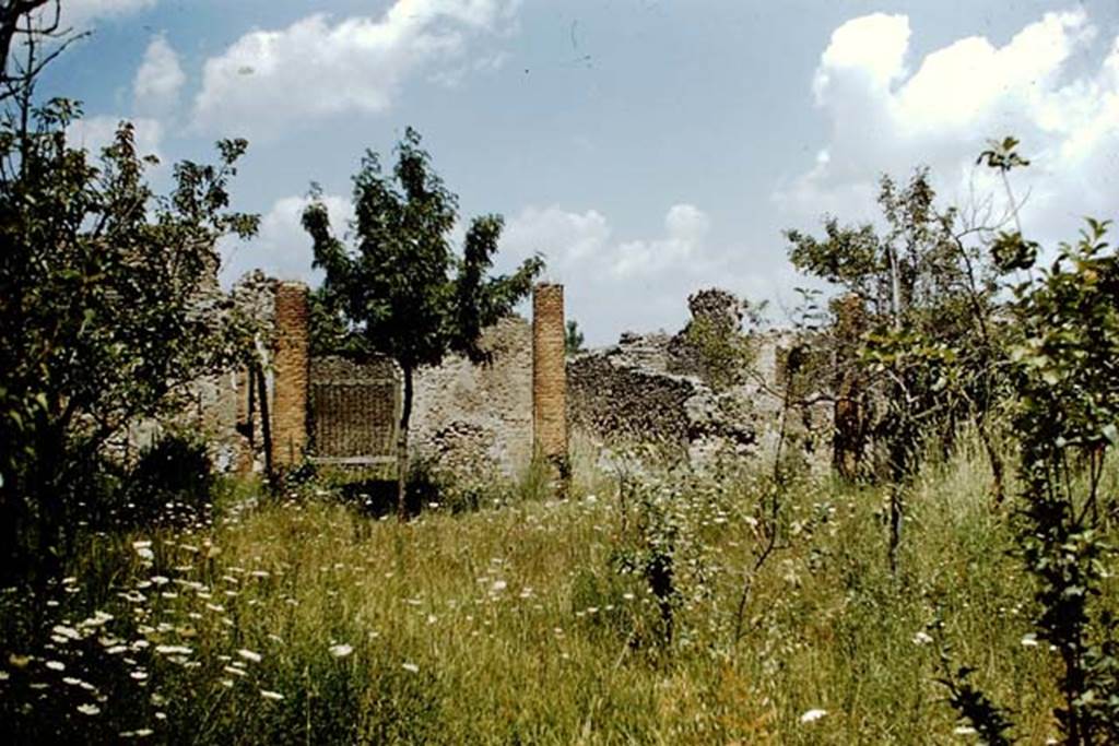 VIII.5.38/16 Pompeii. 1959. Looking towards the north portico, and north-east corner. 
Photo by Stanley A. Jashemski.
Source: The Wilhelmina and Stanley A. Jashemski archive in the University of Maryland Library, Special Collections (See collection page) and made available under the Creative Commons Attribution-Non Commercial License v.4. See Licence and use details.
J59f0307  
