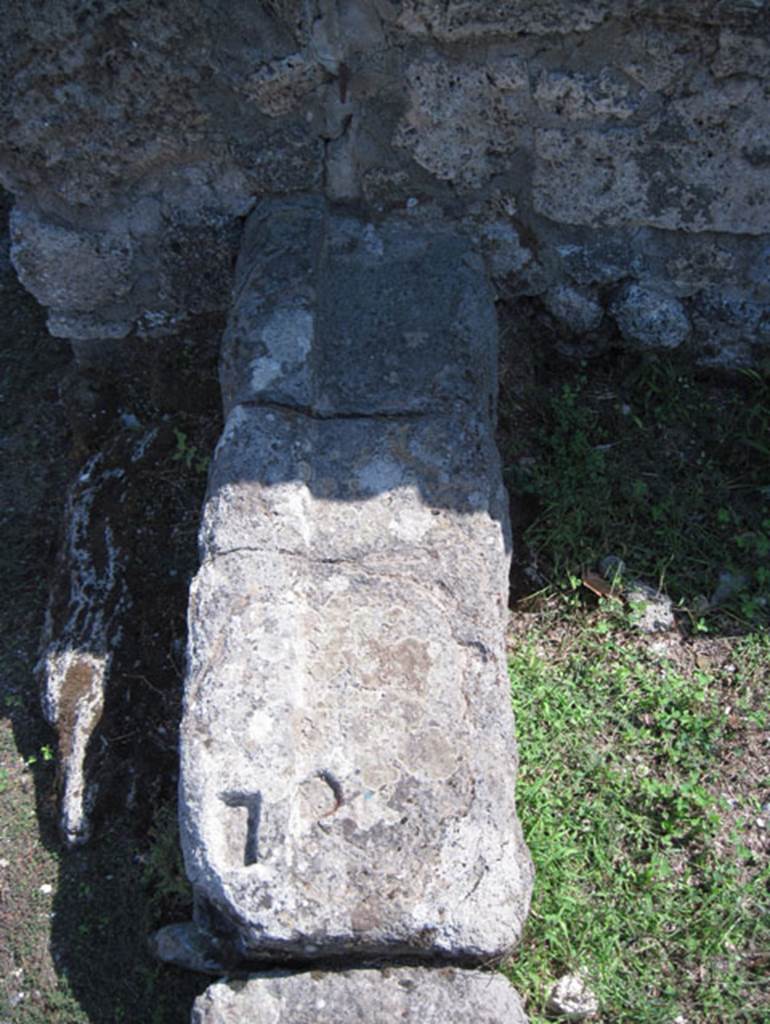 VIII.7.9 Pompeii. September 2010. Entrance threshold or sill, looking south.
Photo courtesy of Drew Baker.
