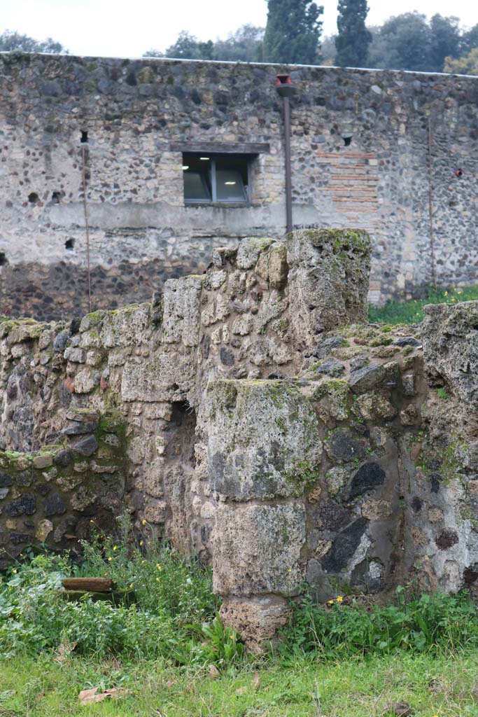 VIII.7.10 Pompeii. December 2018. 
Detail of north wall of room at rear of shop-room. Photo courtesy of Aude Durand.

