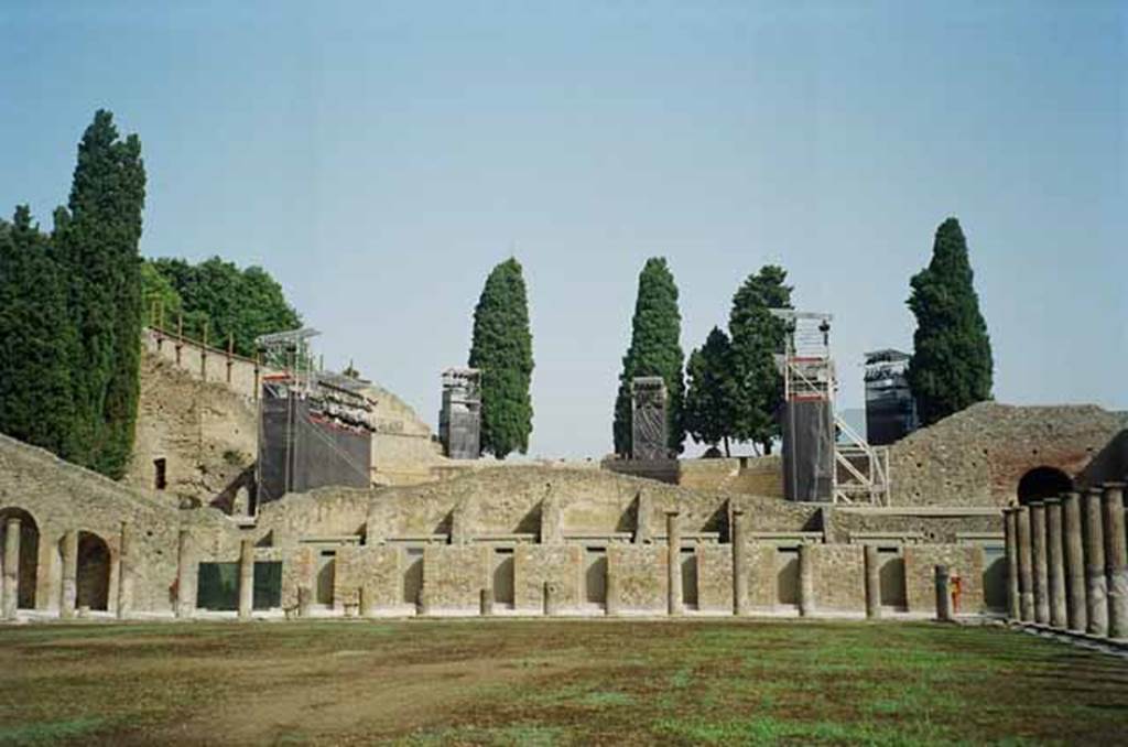 VIII.7.16 Pompeii. June 2010. Showing changes to the north end and in the Large Theatre behind. Photo courtesy of Rick Bauer.