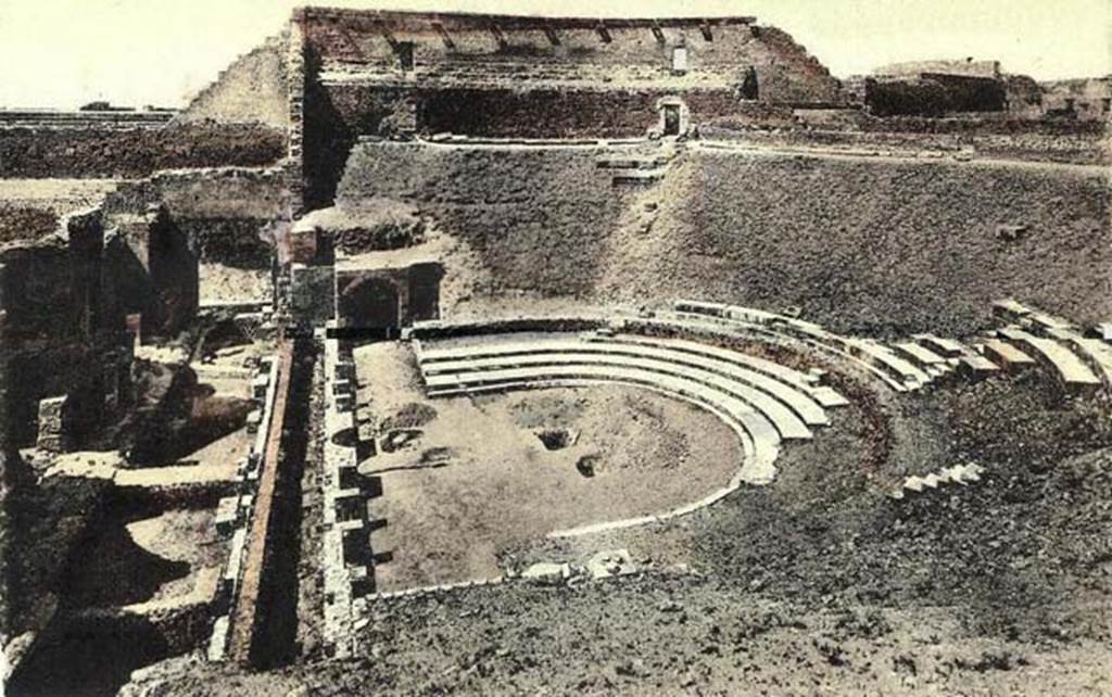 VIII.7.20 Pompeii. Date unknown. Old postcard of Large Theatre. Photo courtesy of Rick Bauer.