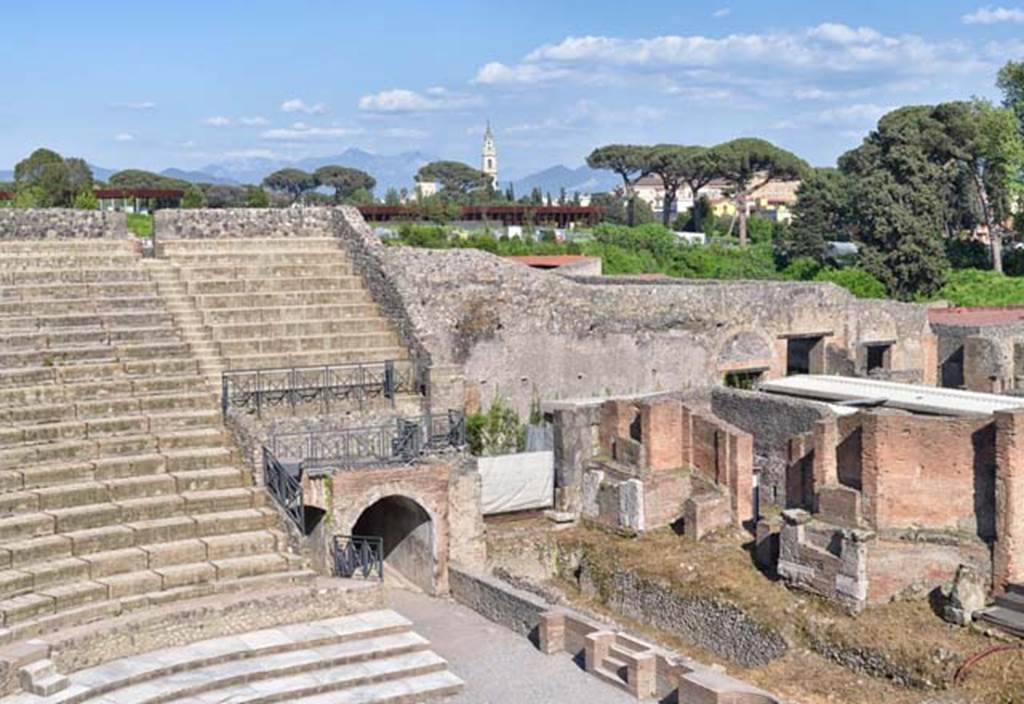 VIII.7.21 Pompeii. April 2018. Looking east across Large Theatre. Photo courtesy of Ian Lycett-King. 
Use is subject to Creative Commons Attribution-NonCommercial License v.4 International.
