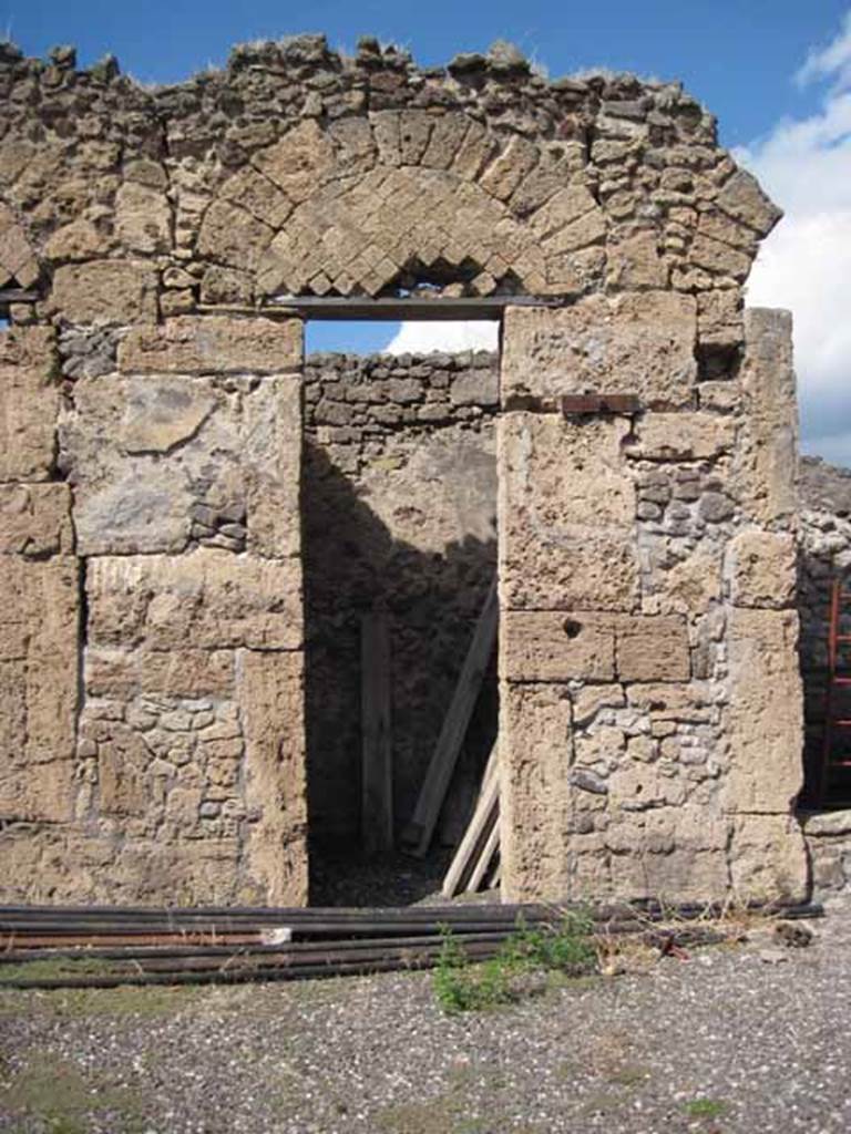 VIII.7.24 Pompeii. September 2010. North wall of atrium with doorway to first room (on right of atrium). Looking north. Photo courtesy of Drew Baker.
