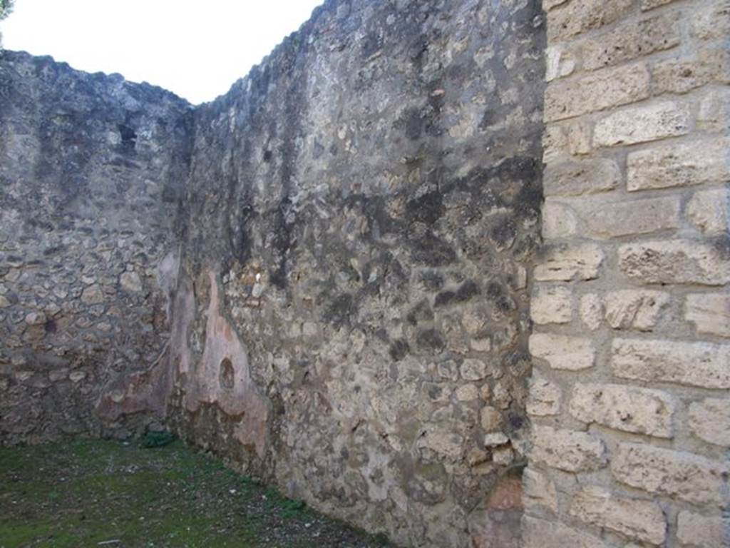 VIII.7.28 Pompeii. March 2009. West wall of priest’s dining room.