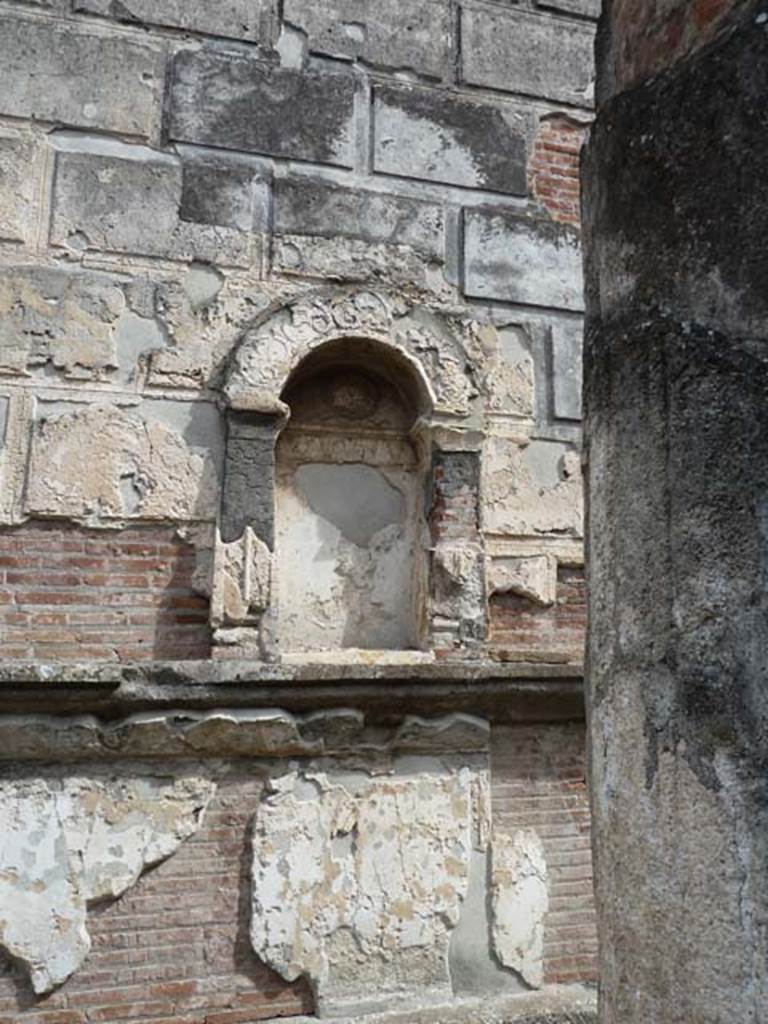 VIII.7.28 Pompeii. September 2015. Looking towards the west rear wall of temple cella.