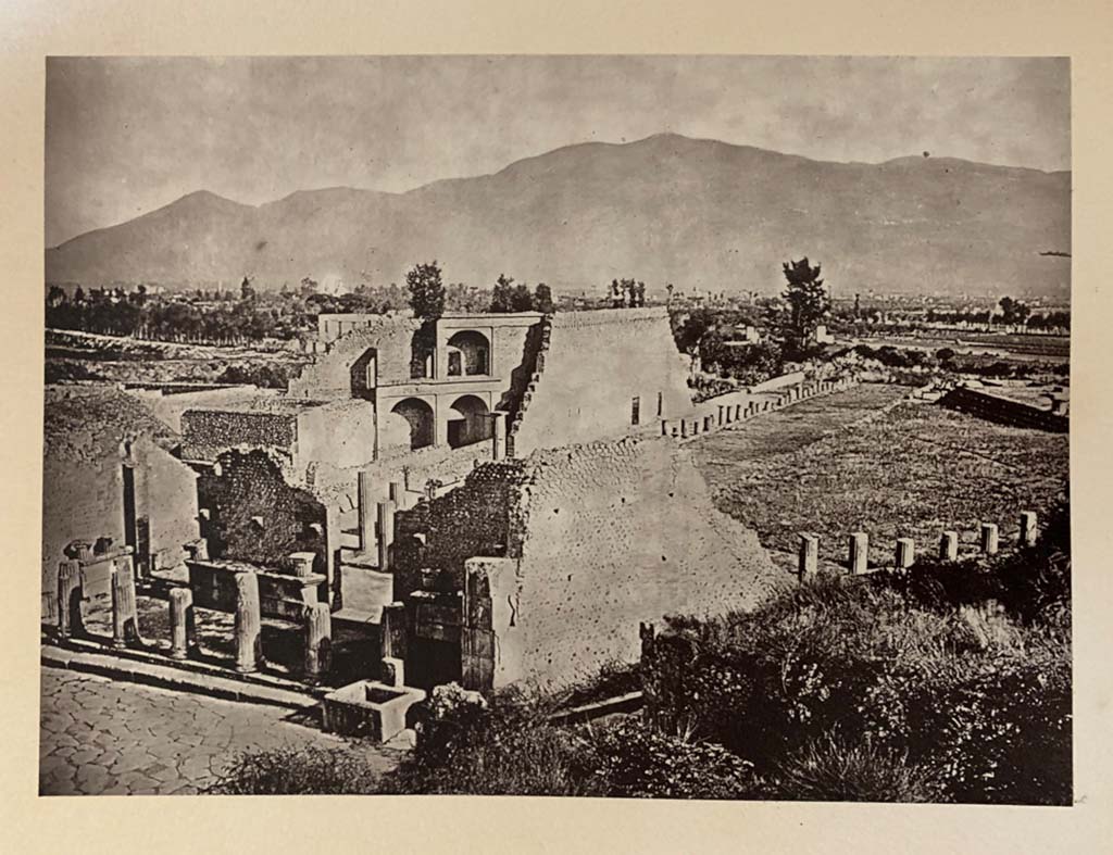 VIII.7.30 Pompeii. 1867 photo by G. Sommer, looking down on the Triangular Forum and Large Theatre. 
Photo courtesy of Rick Bauer.
According to Rick, this photo was taken from the high elevation point of the ash pile, prior to its removal.

