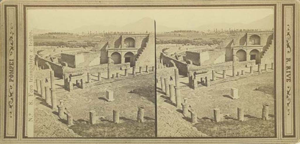 VIII.7.30 Pompeii. Undated postcard by Rive, numbered 008.Triangular Forum east side with theatre in background. Photo courtesy of Rick Bauer.
