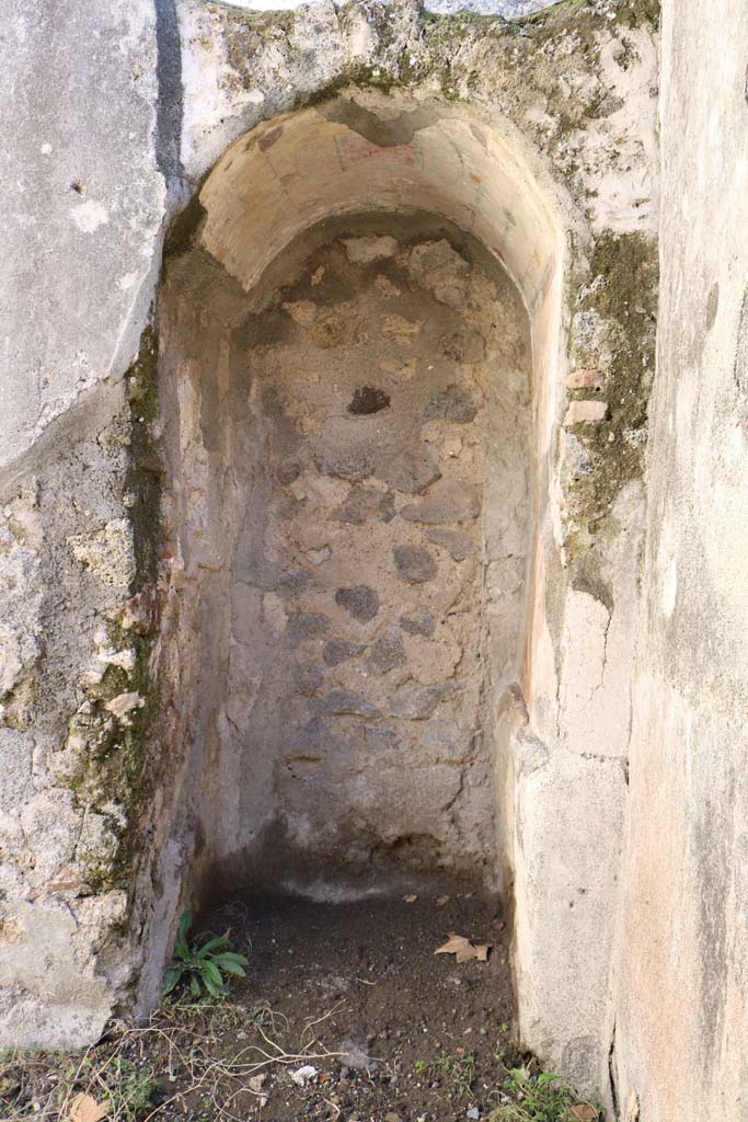 IX.1.18 Pompeii. December 2018. 
Looking towards niche with vaulted arch set into east wall. Photo courtesy of Aude Durand.
