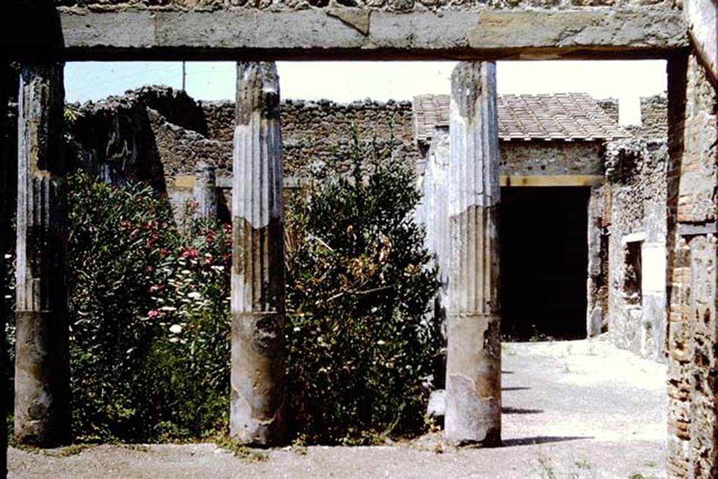 IX.1.22 Pompeii. 1966. Room 21, looking north to second peristyle. Photo by Stanley A. Jashemski.
Source: The Wilhelmina and Stanley A. Jashemski archive in the University of Maryland Library, Special Collections (See collection page) and made available under the Creative Commons Attribution-Non Commercial License v.4. See Licence and use details.
J66f0289
