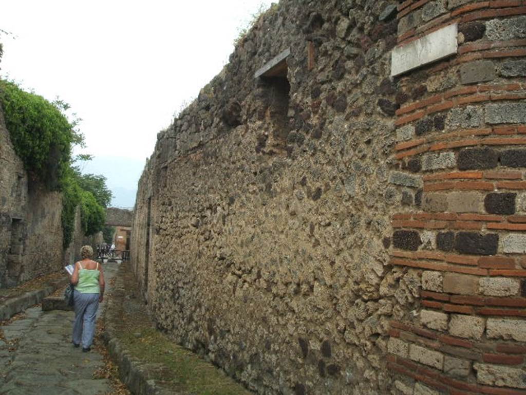 Vicolo di Tesmo, looking south from outside IX.1.29, Pompeii.May 2005.