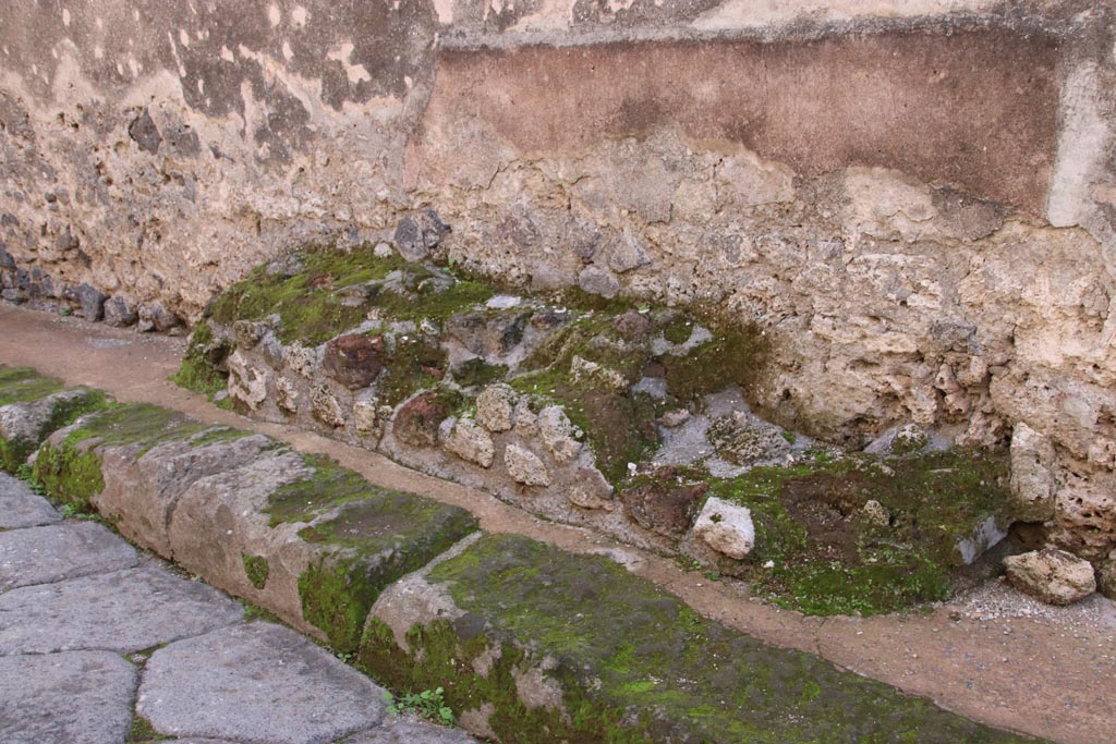 IX.1.30 Pompeii. October 2022. Detail from pavement on east side of entrance doorway. Photo courtesy of Klaus Heese