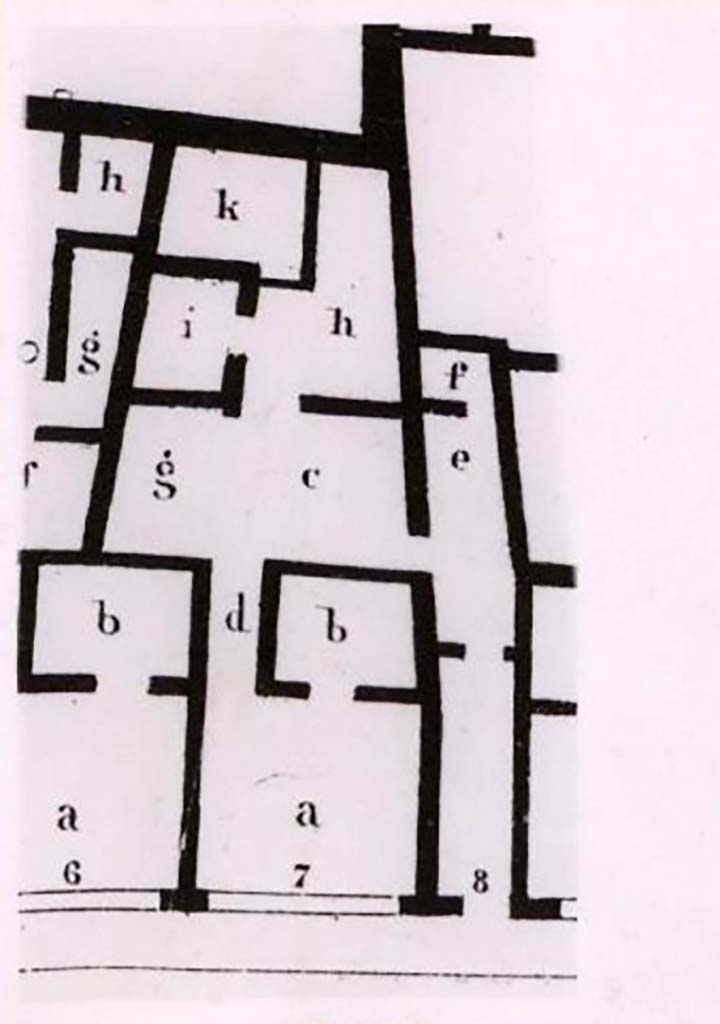 IX.2.7 and IX.2.8. Pre-1943. Plan and photo by Tatiana Warscher.
See Warscher, T. Codex Topographicus Pompeianus, IX.2. (1943), Swedish Institute, Rome. (after no.15.), p. 37.
