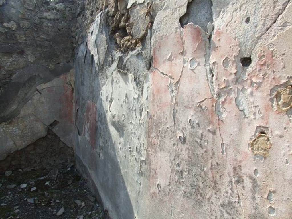 IX.2.18 Pompeii. March 2009. Room 4, north wall of cubiculum.
According to PPP, little remains of the decoration of III style, with black panelled zoccolo and at the centre of the middle zone of the north wall, an aedicula with a painting on a white background between the red side panels. 
See Bragantini, de Vos, Badoni, 1986. Pitture e Pavimenti di Pompei, Parte 3. Rome: ICCD. (p.421).
See Kuivalainen, I. (2021): The Portrayal of Pompeian Bacchus. 
(Societus Scientiarum Fennica (The Finnish Society of Sciences and Letters), (p.84, A8).
