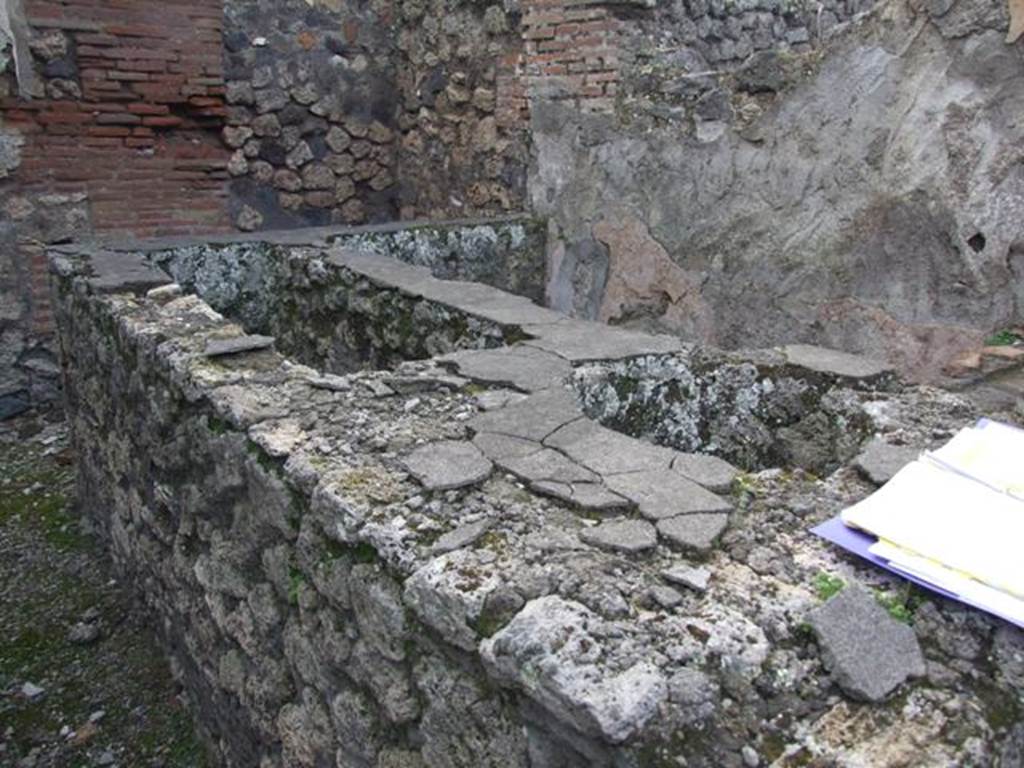 IX.2.24 Pompeii. March 2009. Looking west across watering trough, cistern and reservoir on north side of yard. 