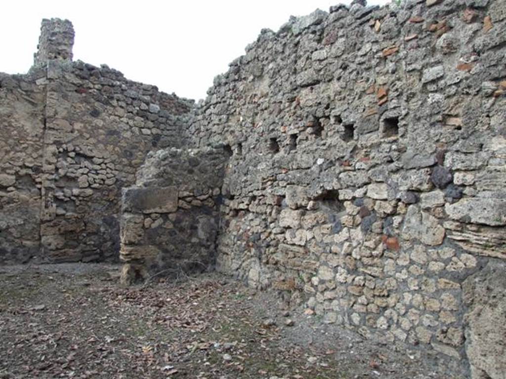 IX.2.24 Pompeii.  March 2009.   Latrine wall, in north east corner of yard area.