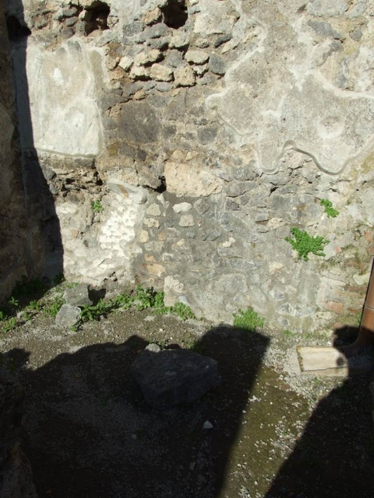 IX.3.4 Pompeii. March 2009. East wall of rear room in north-east corner of shop.  