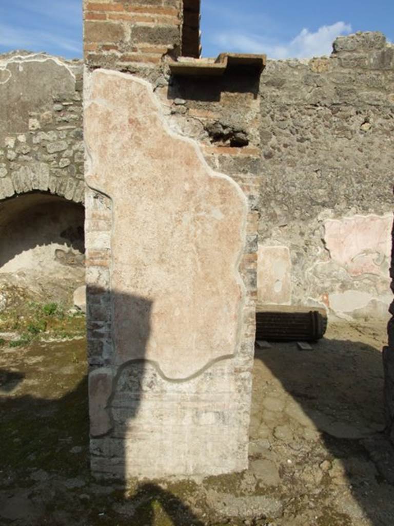 IX.3.5 Pompeii.  March 2009.  Remains of painted plaster between rooms 27 and 20