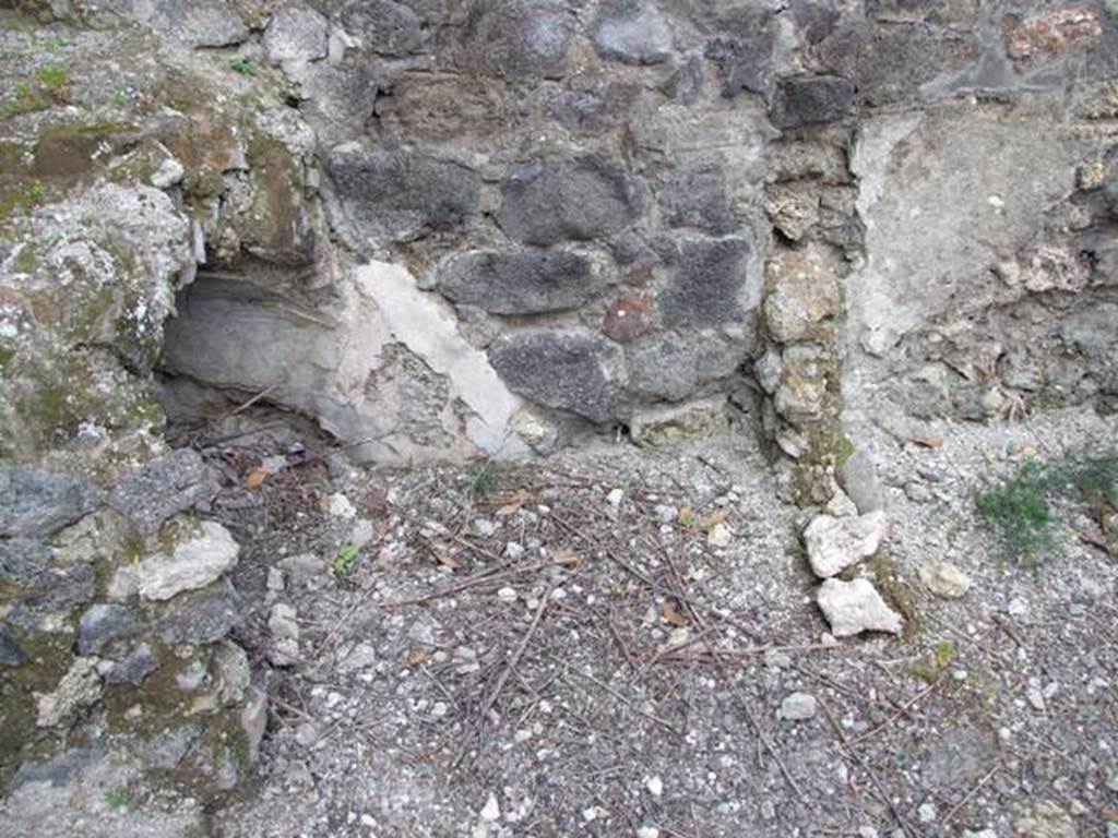 IX.3.15 Pompeii. March 2009. Room 12, north-west corner of portico, downpipe on west wall.