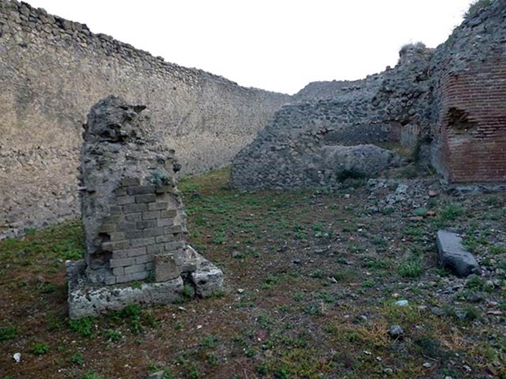 IX.4.15 Pompeii. September 2011. South-east corner of baths complex area t, looking west. This is the location of the cistern mentioned by Mau and in the Fox Collection photograph above. Photo courtesy of Michael Binns.