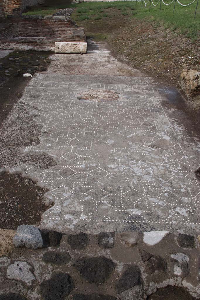 IX.4.18 Pompeii. October 2020. Mosaic flooring from earlier buildings, before the building of the Central Baths. Photo courtesy of Klaus Heese.