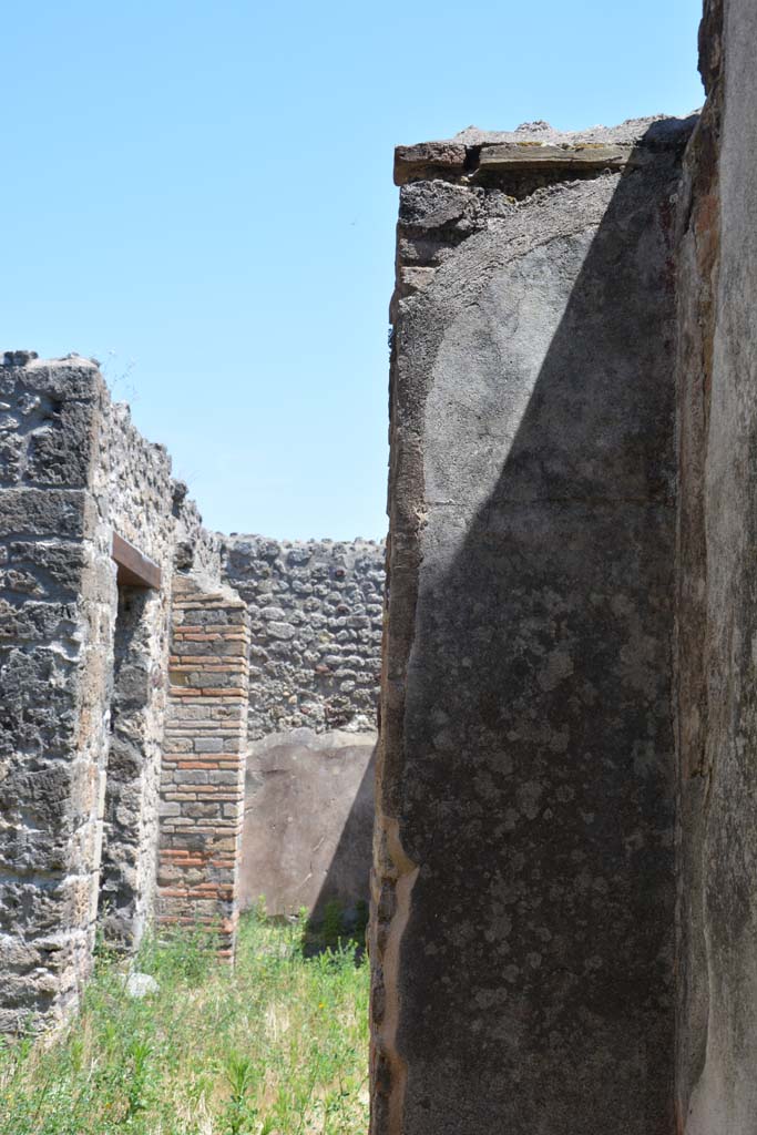 IX.5.2 Pompeii. May 2017. 
Room ‘f’, upper pilaster at east end of south wall in south-east corner, with doorway to atrium ‘b’.
Foto Christian Beck, ERC Grant 681269 DÉCOR.
