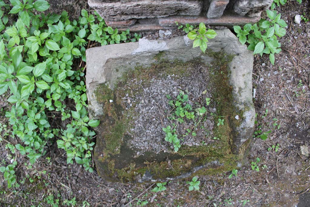 IX.5.4 Pompeii. March 2019. Room e, base of pilaster near west wall.
Foto Christian Beck, ERC Grant 681269 DCOR.
