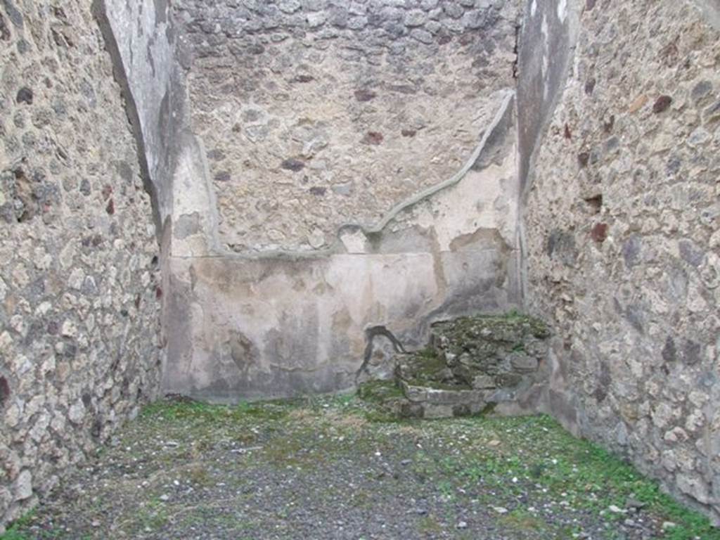 IX.5.5 Pompeii. December 2007. South wall of shop, with base of three steps to upper floor, in south-west corner.