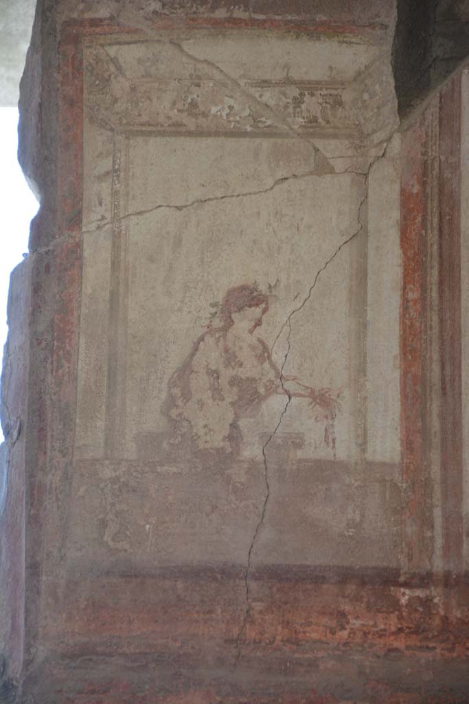 IX.5.6 Pompeii. May 2017. 
Room i, upper north wall in north-east corner, detail of figure on west side.   
Foto Christian Beck, ERC Grant 681269 DÉCOR.

