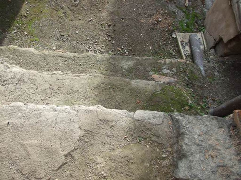 IX.5.6 Pompeii. December 2007. Steps down to room n, passageway, from room l (L).

