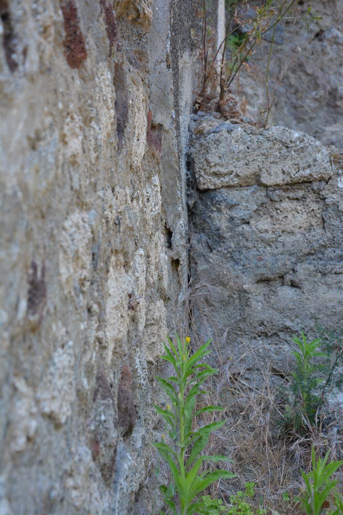 IX.5.6 Pompeii. May 2017. 
Room u, looking north towards detail of south side of masonry basin and west wall of garden area.   
Foto Christian Beck, ERC Grant 681269 DÉCOR.
