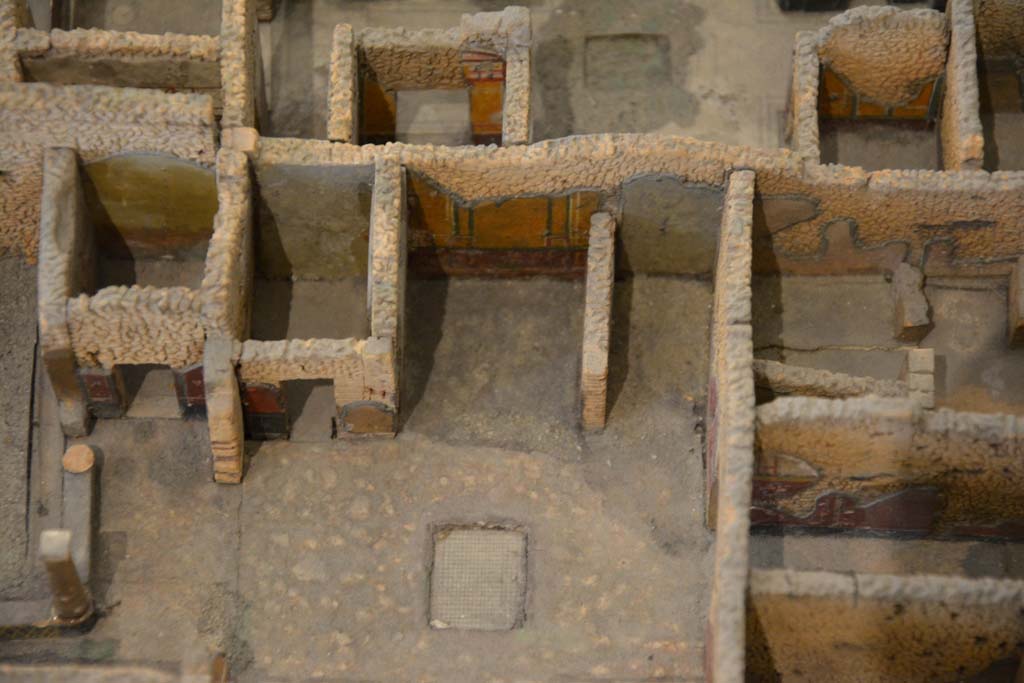 IX.5.9 Pompeii.  July 2017. Rooms on west side of atrium.  
From cork model in Naples Archaeological Museum.
Foto Annette Haug, ERC Grant 681269 DÉCOR
