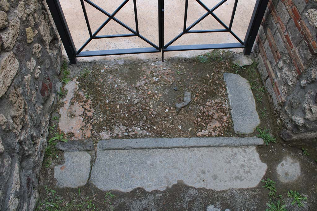 IX.5.9 Pompeii. May 2019. Room a, looking north towards flooring in vestibule and doorway threshold. 
Foto Christian Beck, ERC Grant 681269 DÉCOR.

