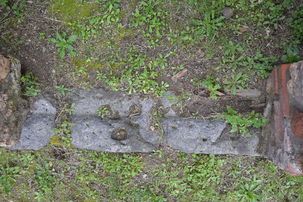 IX.5.18 Pompeii. March 2018. Room “h”, detail of doorway threshold.   
Foto Annette Haug, ERC Grant 681269 DÉCOR.
