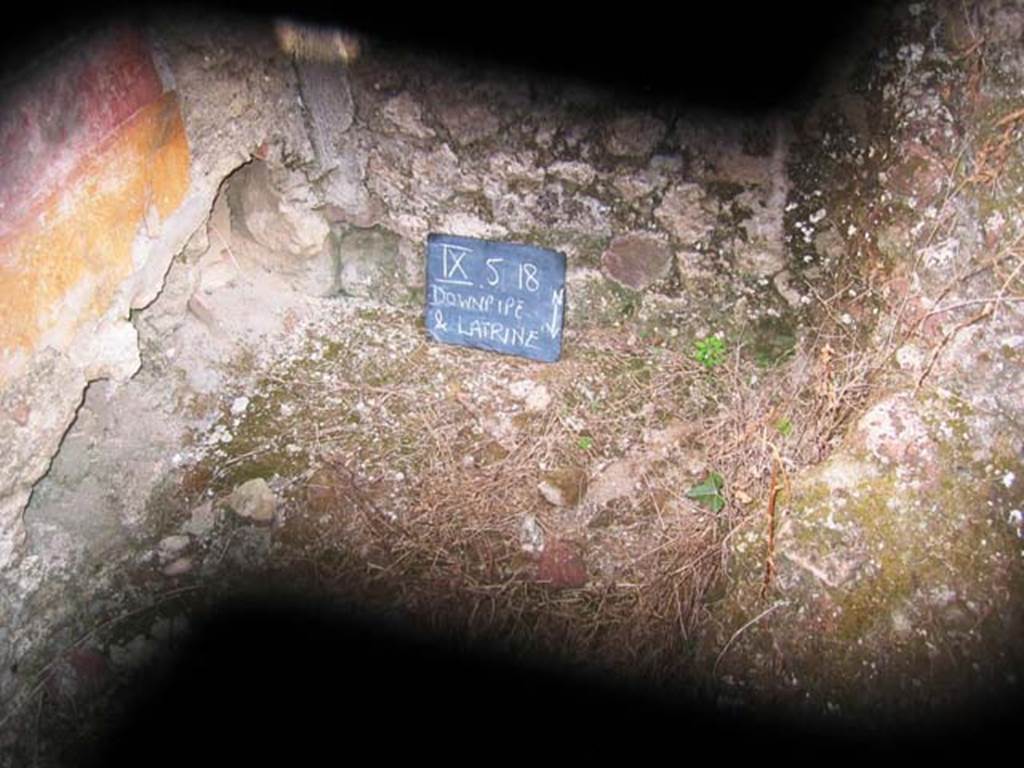 IX.5.18 Pompeii. July 2008. Room h, latrine. Photo courtesy of Barry Hobson.