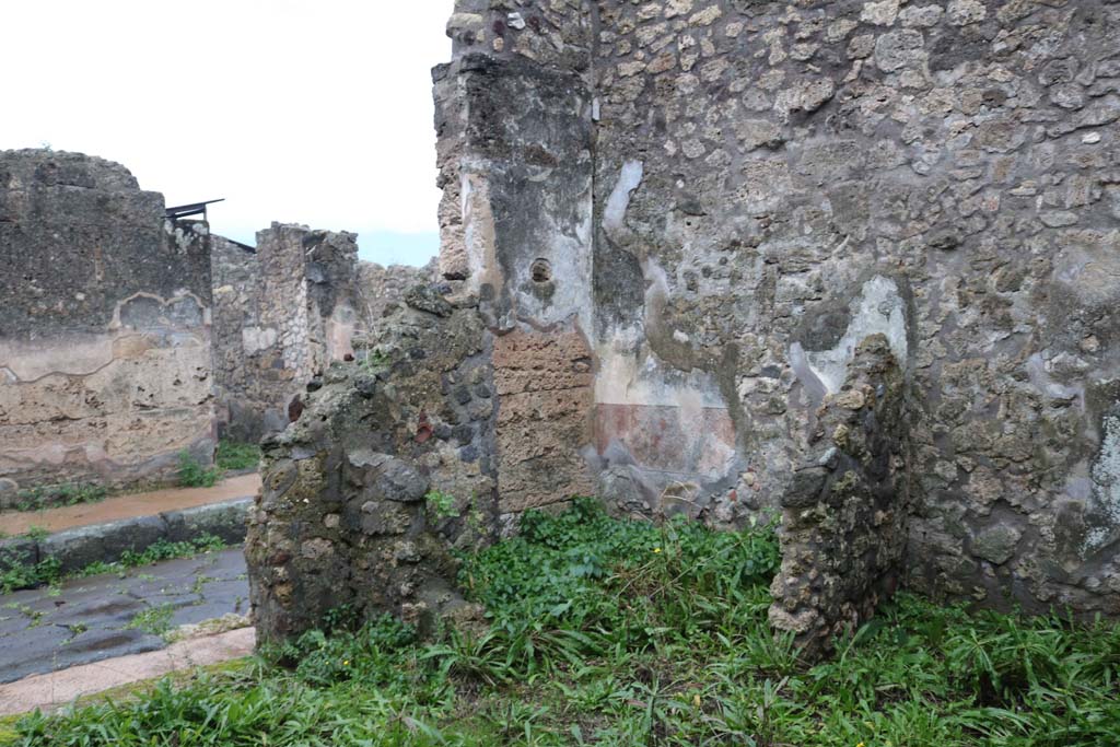 IX.6.f Pompeii. December 2018. 
Looking towards south-west corner of shop-room, according to Mau  a cupboard or small area. Photo courtesy of Aude Durand.

