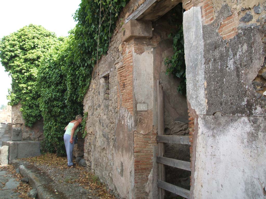 IX.7.17 Pompeii, together with IX.7.16. May 2005. Entrances on Vicolo di Tesmo. Looking north.