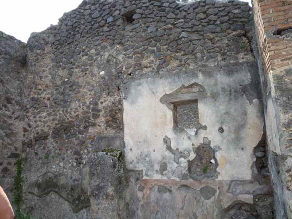 IX.8.2 Pompeii. May 2010. West wall of front and rear rooms.