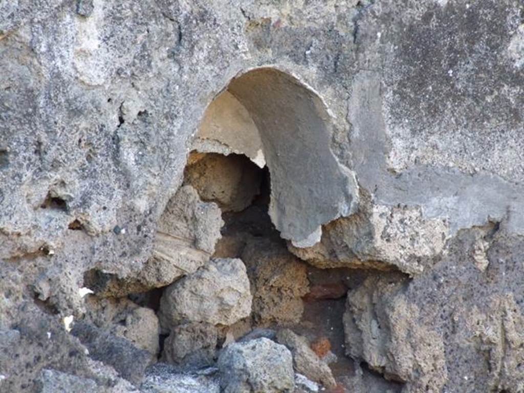 IX.9.1 Pompeii.  March 2009.  Remains of Niche on the West wall.