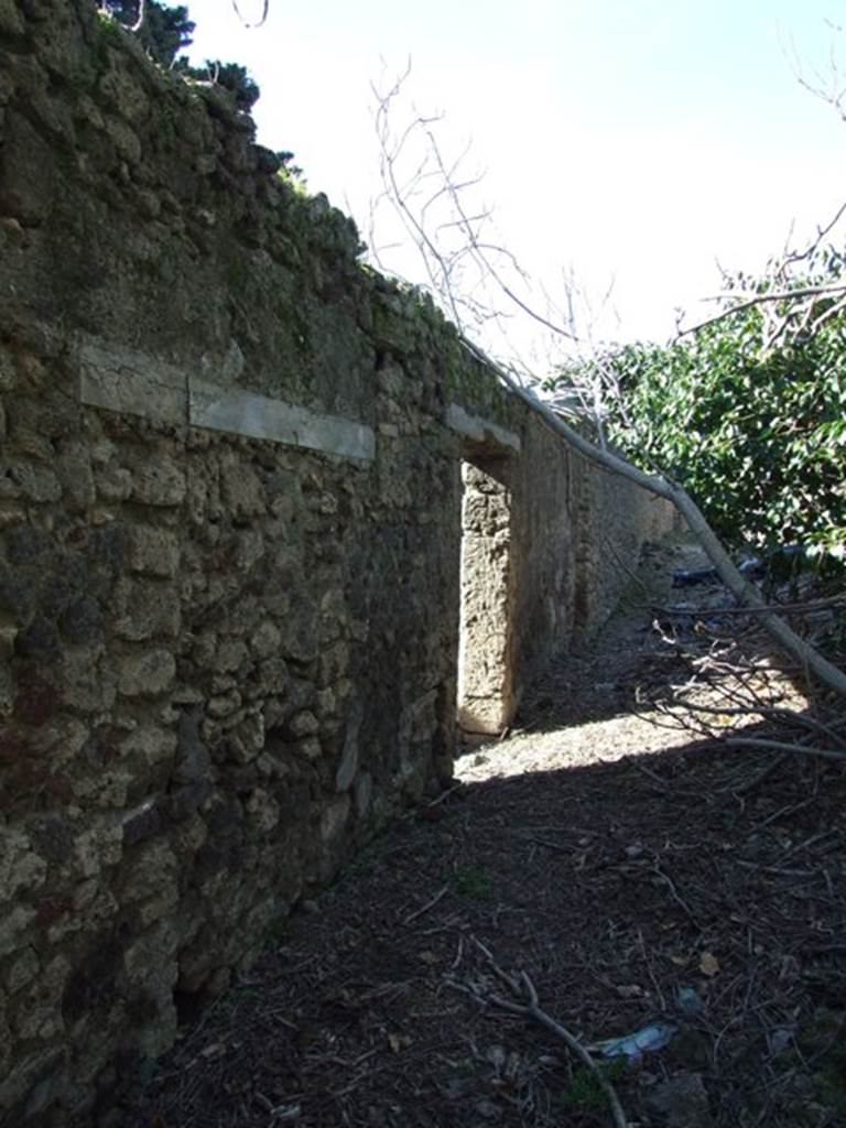 IX.9.11 Pompeii. March 2009. Entrance doorway, looking north along vicolo.