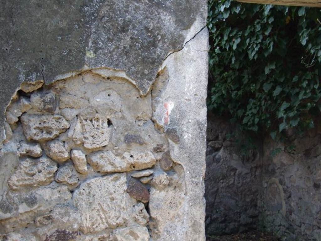 IX.9.11 Pompeii.  March 2009.  Atrium.  Wall between Room 3 and room 4.