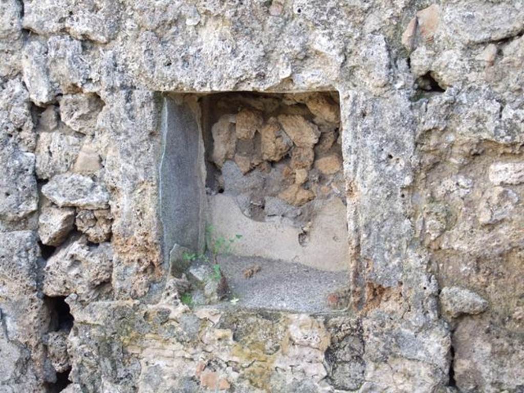 IX.9.e Pompeii.  March 2009.  Room 17, Small Atrium.  Square niche in south wall.