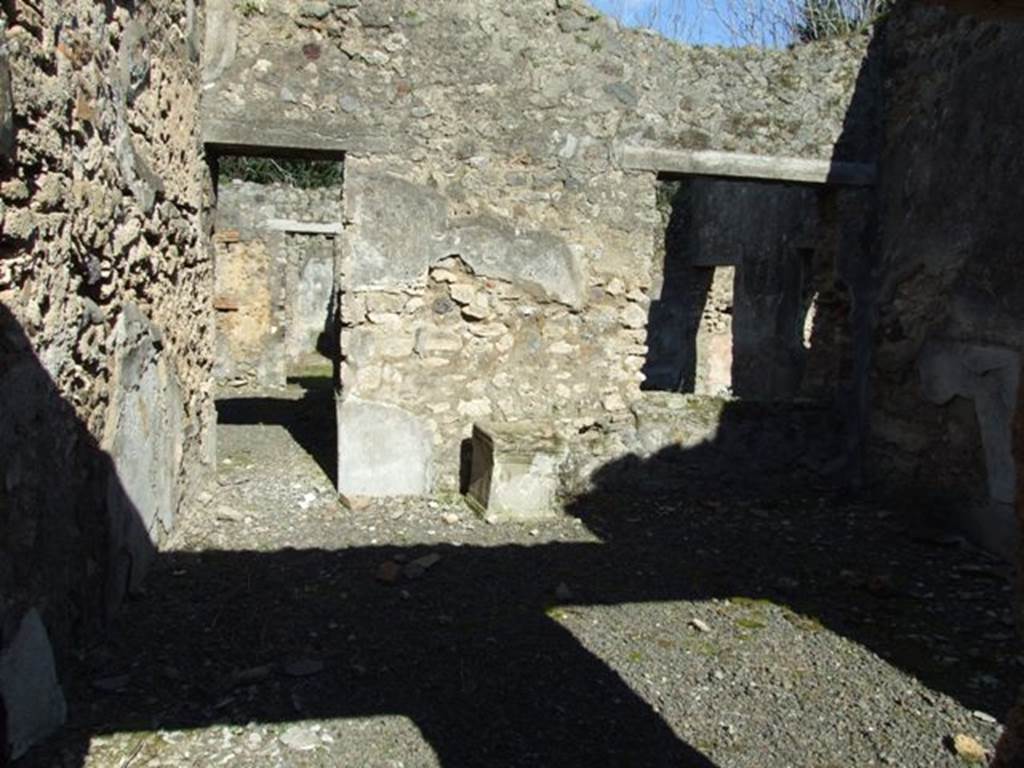 IX.9.e Pompeii. March 2009. Room 16, light-yard.  Looking east towards doorway to room 15, the kitchen, and window of triclinium, room 13 (see IX.9.12 for more photos).
