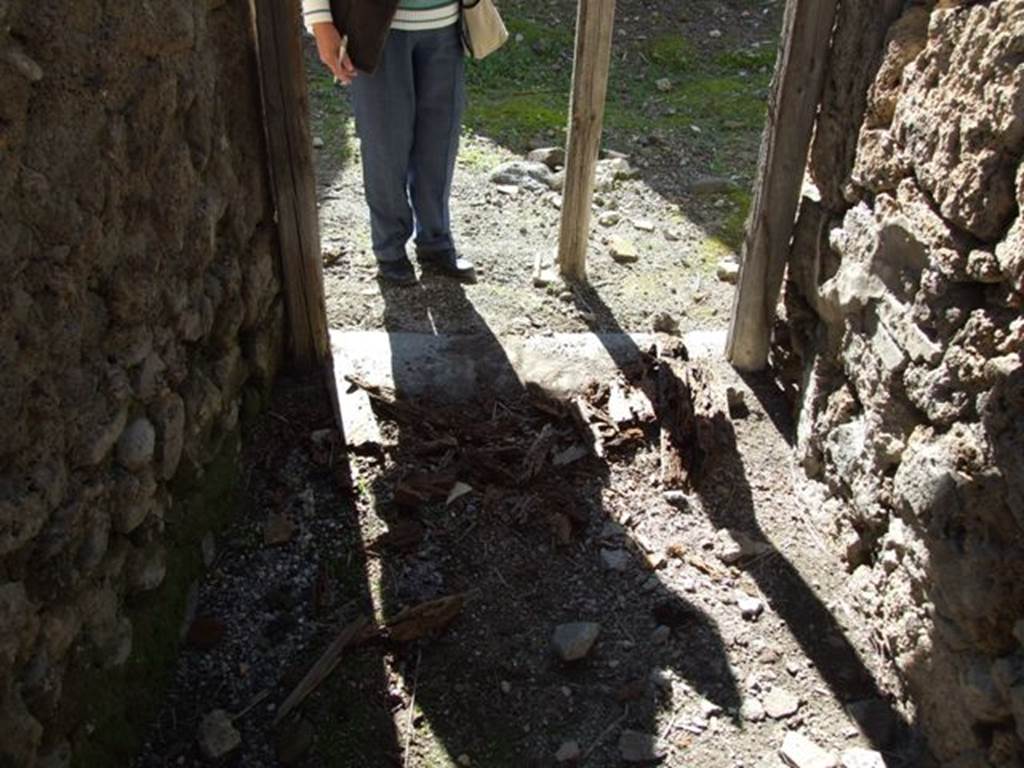 IX.9.f Pompeii.  March 2009.  Entrance threshold or sill.  Looking west.