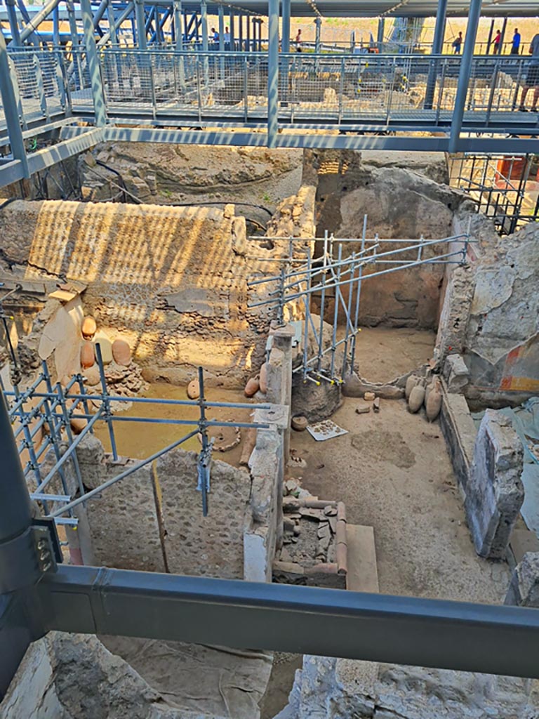 IX.12.4/9 Pompeii. June 2024. 
Looking north from above IX.12.4 (?). Photo courtesy of Giuseppe Ciaramella.
