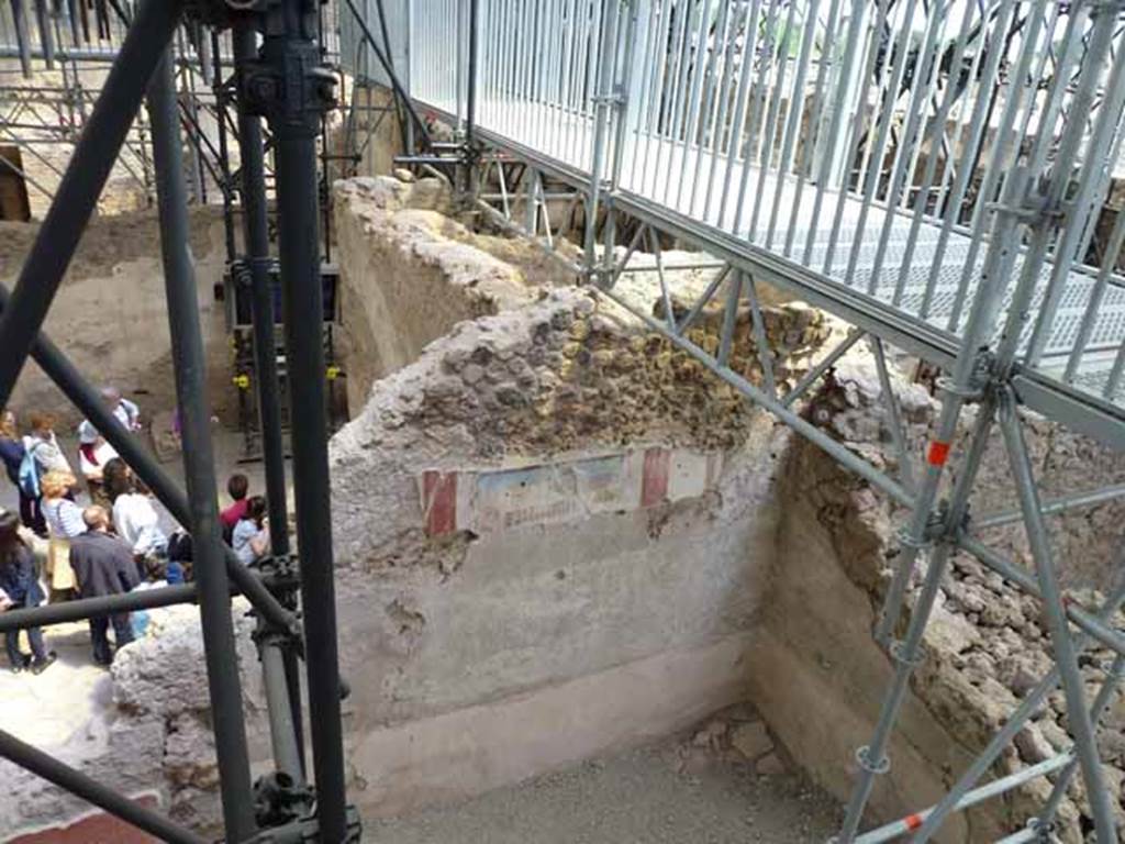 IX.12.4 Pompeii. May 2010. South-east corner of room being excavated, on west side of bakery at IX.12.6. 