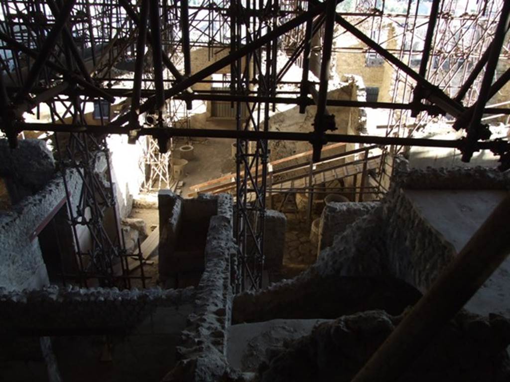 IX.12.6 Pompeii. March 2009. Looking south over bakery area, from above.