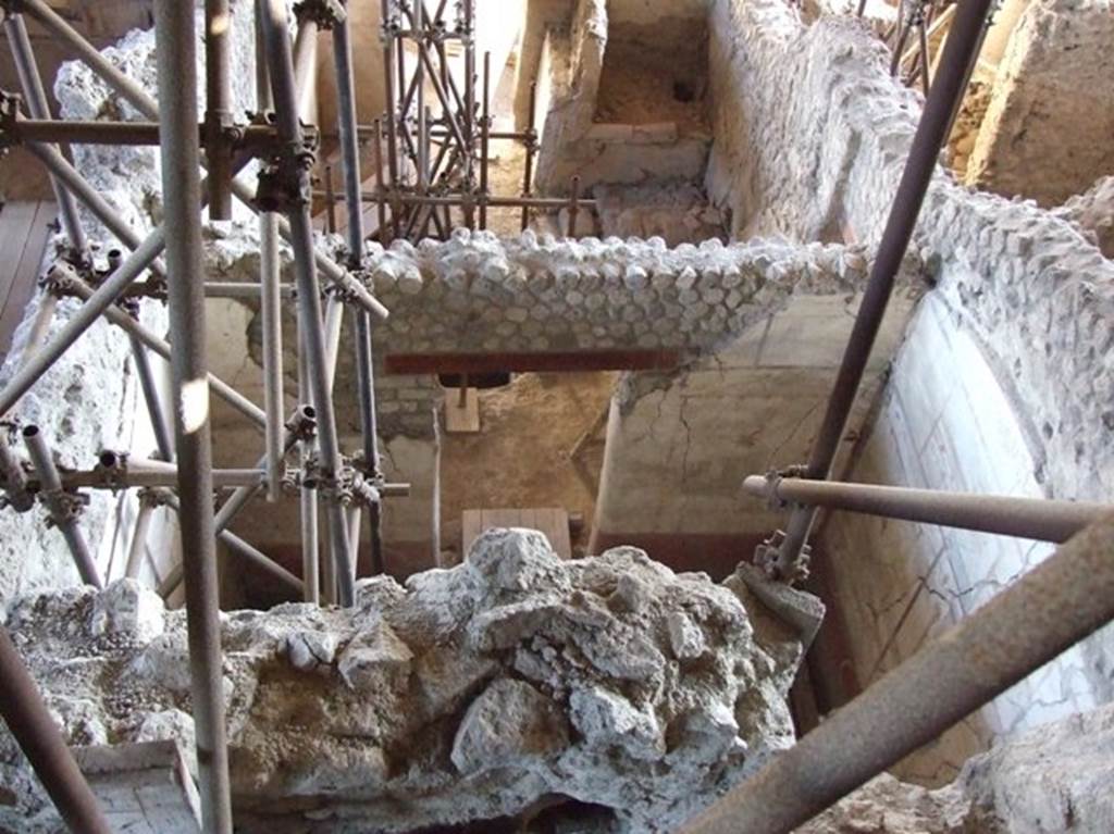 IX.12.6 Pompeii. March 2009. Looking south over rooms near bakery area, from above room 2.