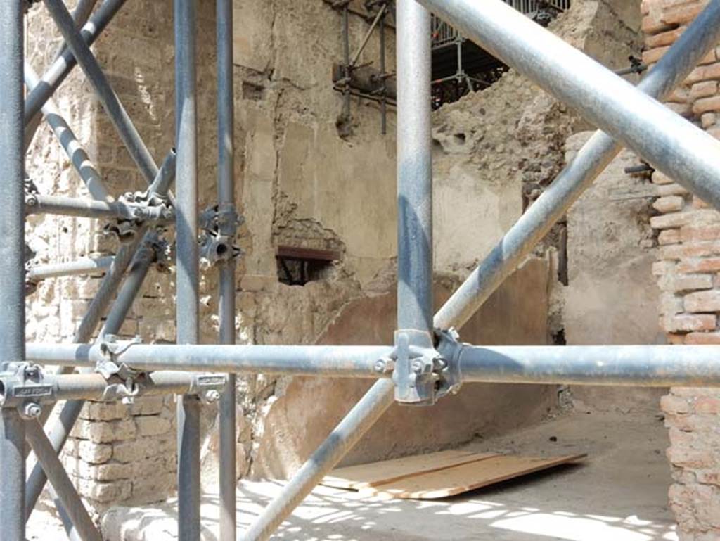 IX.12.7 Pompeii, May 2018. Looking towards west wall of shop, at the rear is room 9 of IX.12.6.
Photo courtesy of Buzz Ferebee.
