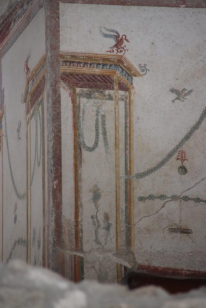 IX.12.A/IX.12.9 Pompeii. October 2024. 
Room 18, upper east wall in north-east corner. Photo courtesy of Klaus Heese.
