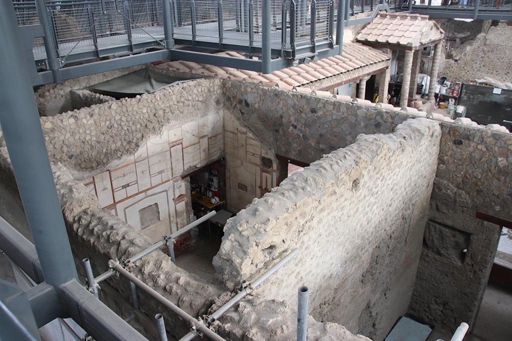 IX.12.9 Pompeii. October 2024. Room 13, looking towards east wall, from above room 14. Photo courtesy of Klaus Heese.